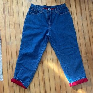 L.L. Bean High Rise Fleece Lined Blue Jeans cabincore warm